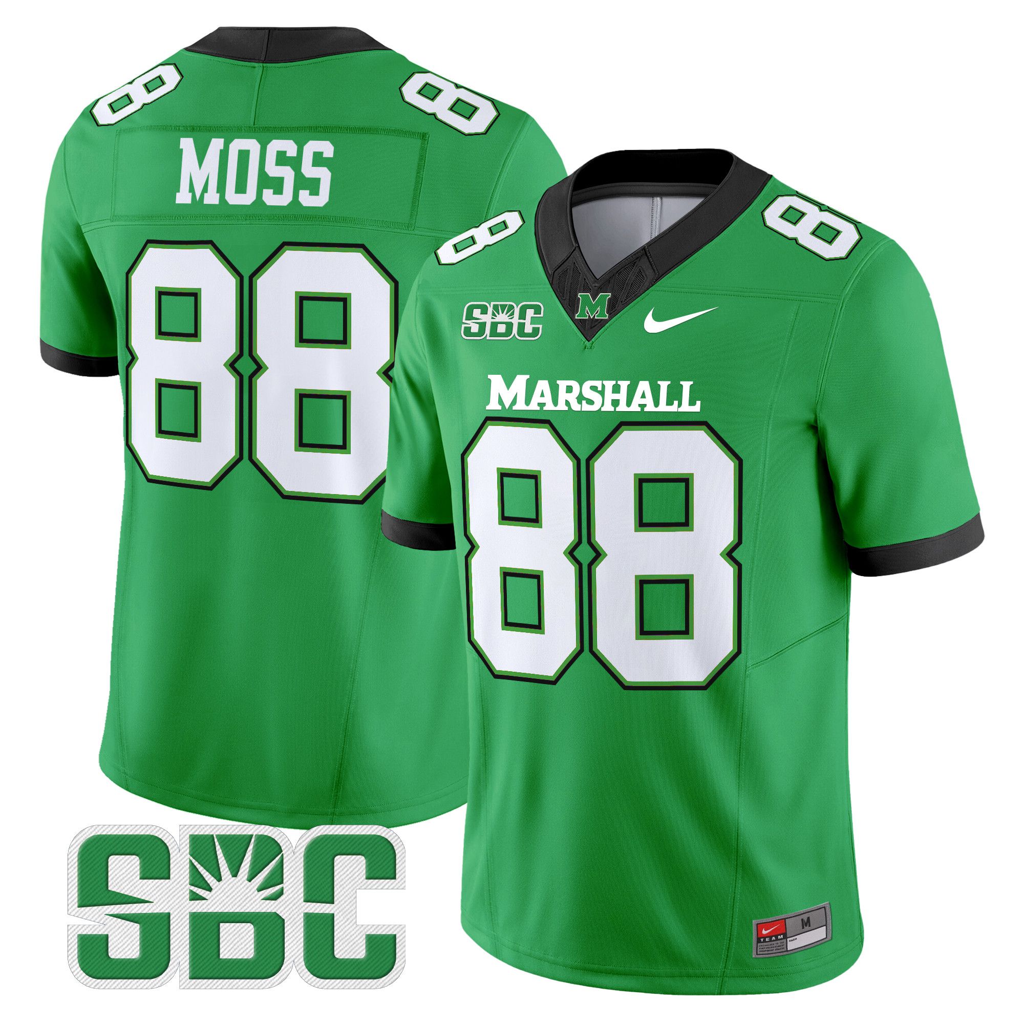 Men Marshall Thundering Herd #88 Moss Green Nike 2024 Vapor Limited NCAA Jersey style 1